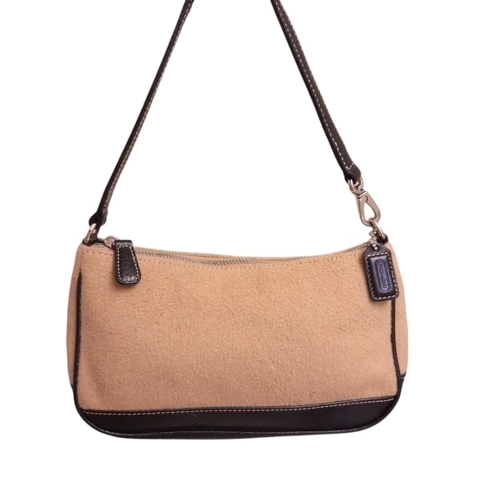 Coach vintage demi hampton mini shoulder bag wool and brown leather
